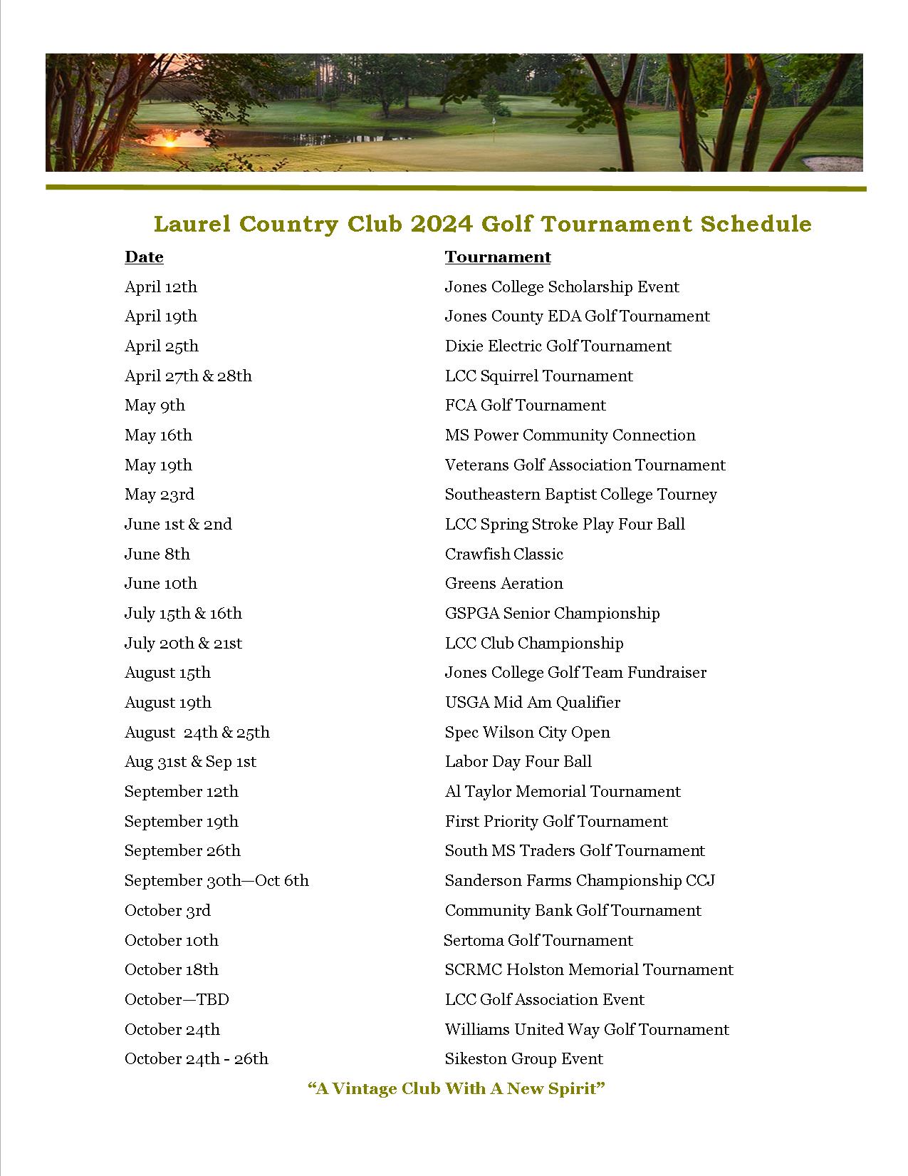 Tournament Schedule – Laurel Country Club